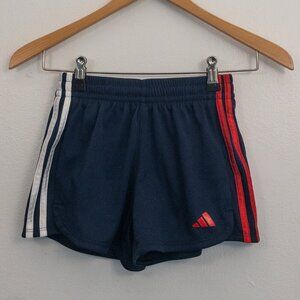 Adidas Navy Athletic Shorts Regular Fit 3-Stripe Running Gym Activewear M